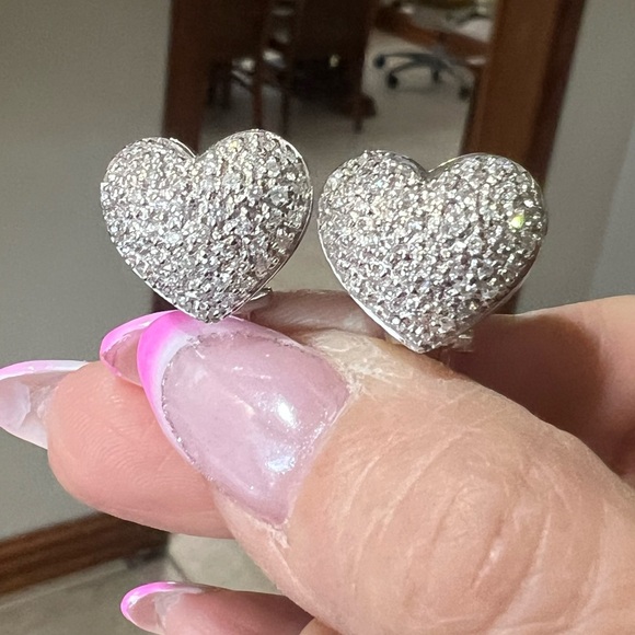 Pave diamond earrings 14k - Picture 7 of 11